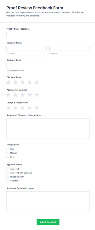 Proof Review Feedback Form Template
