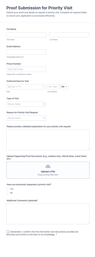 Priority Visit Proof Submission Form Template