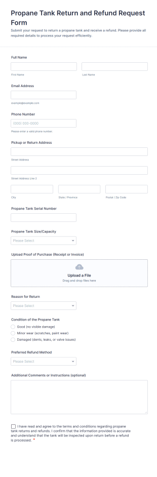 Propane Tank Return And Refund Request Form Template