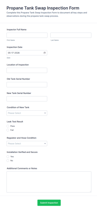 Propane Tank Swap Inspection Form Template