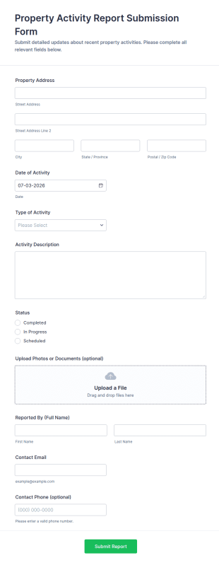 Property Activity Report Submission Form Template