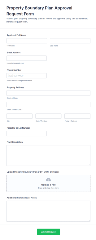 Property Boundary Plan Approval Request Form Template