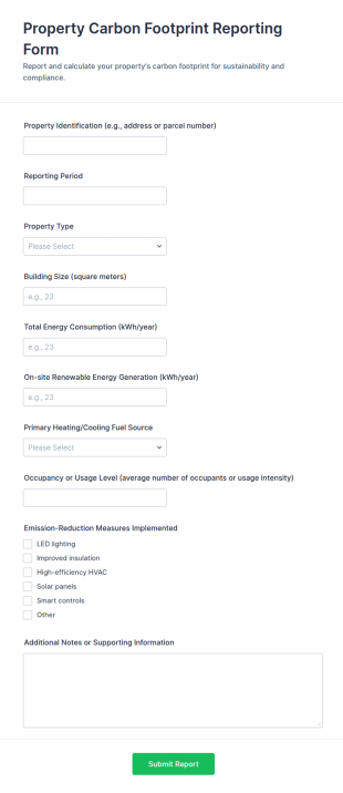 Property Carbon Footprint Reporting Form Template