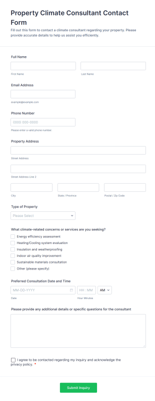 Property Climate Consultant Contact Form Template