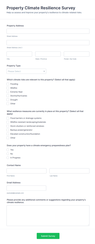 Property Climate Resilience Survey Form Template