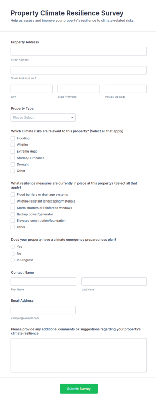 Property Climate Resilience Survey Form Template