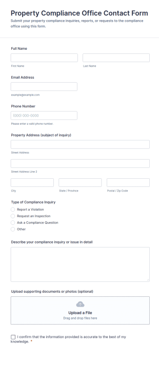 Property Compliance Office Contact Form Template