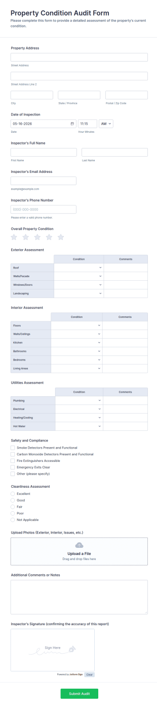 Property Condition Audit Form Template