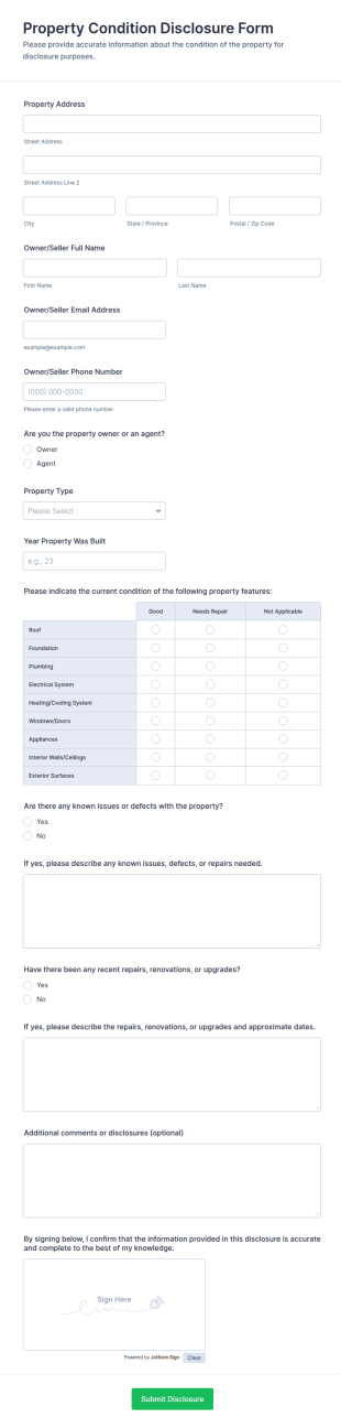 Property Condition Disclosure Form Template