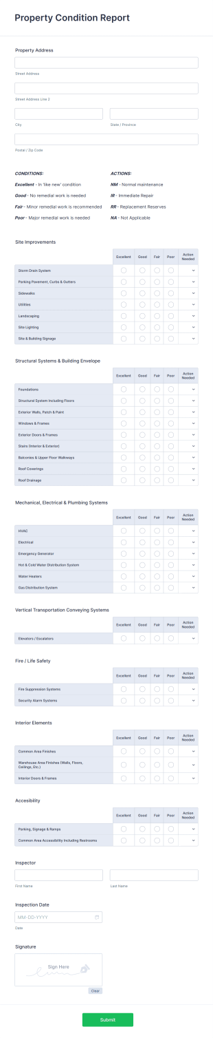 Property Condition Report Form Template