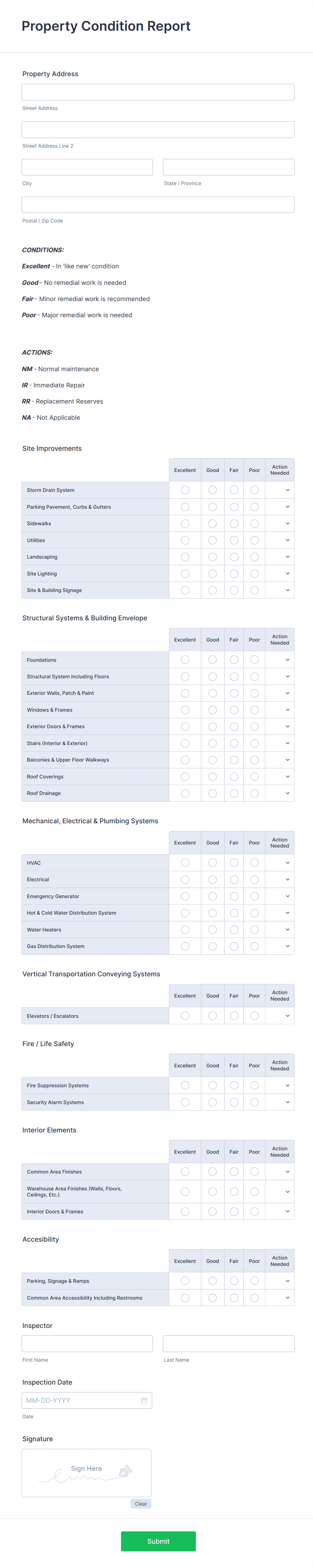 Property Condition Report Form Template | Jotform