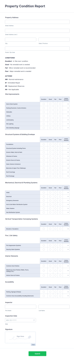 Property Condition Report Template
