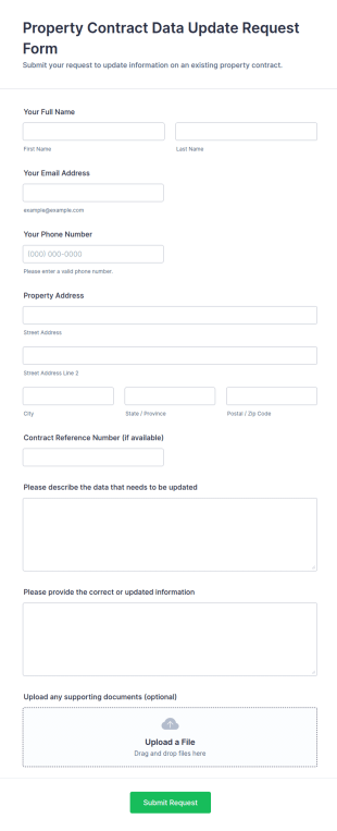 Property Contract Data Update Request Form Template