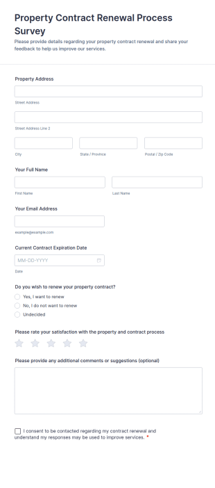 Property Contract Renewal Process Survey Form Template