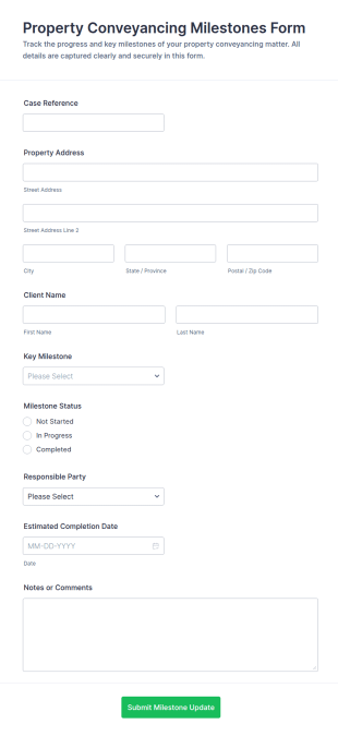 Property Conveyancing Milestones Form Template