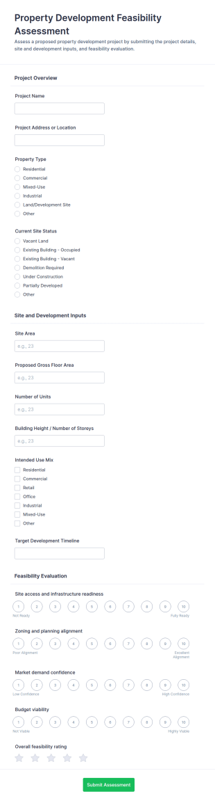 Property Development Feasibility Assessment Form Template