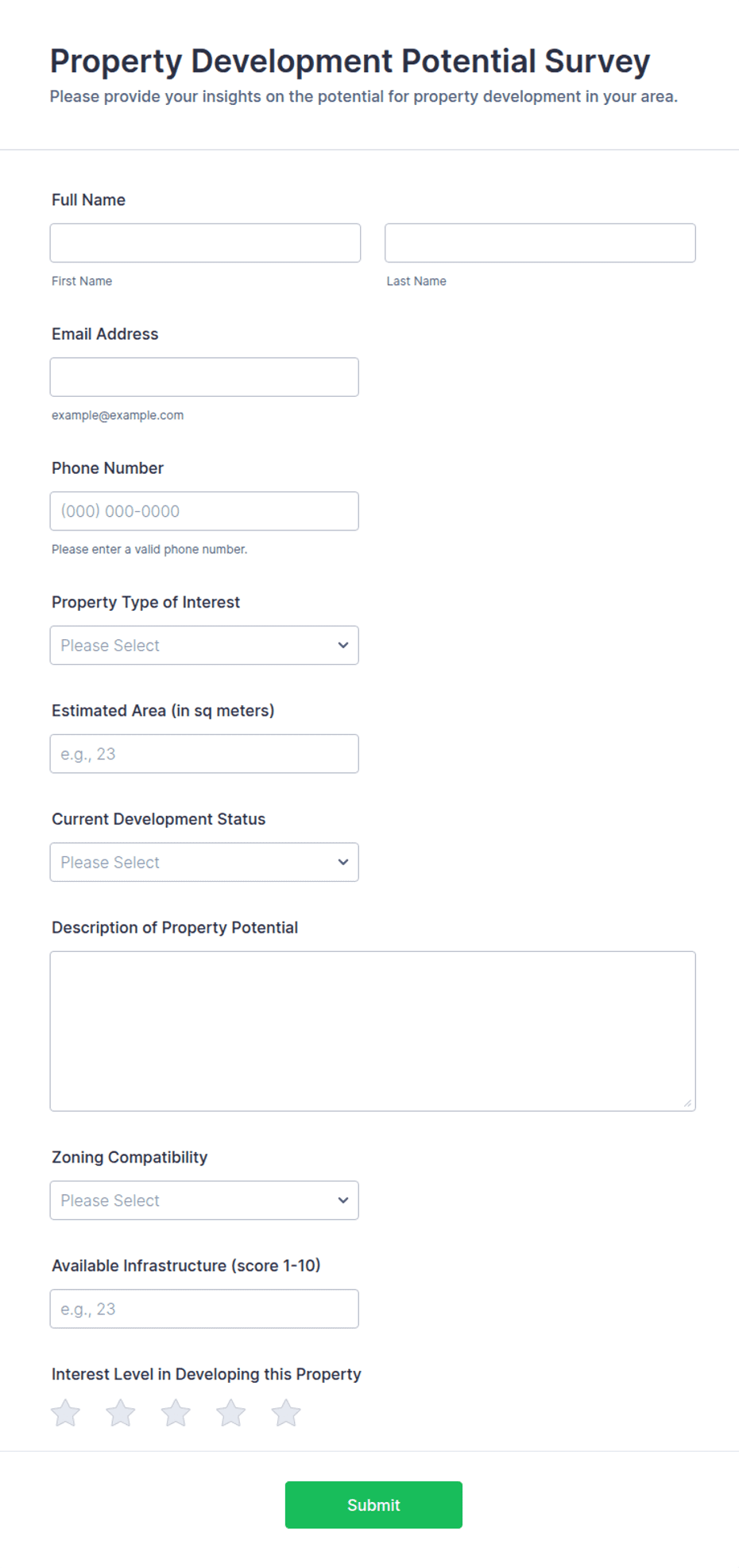 Property Development Potential Survey Form Template | Jotform