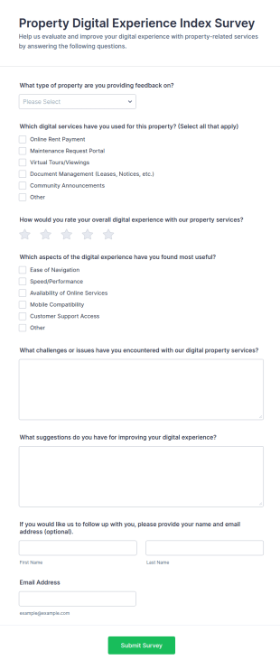 Property Digital Experience Index Survey Form Template
