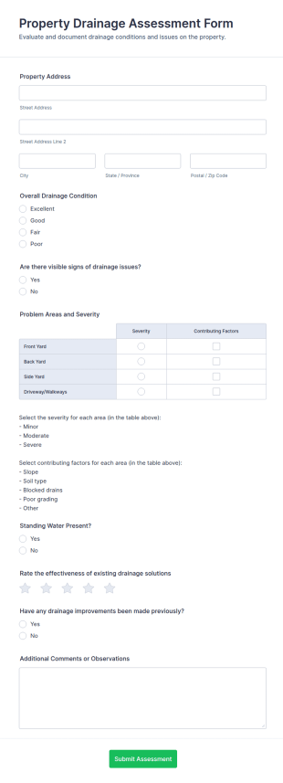 Property Drainage Assessment Form Template