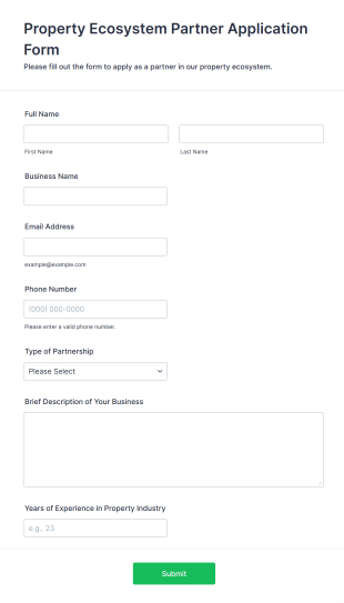 Property Ecosystem Partner Application Form Template