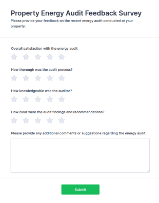 Property Energy Audit Feedback Survey Form Template