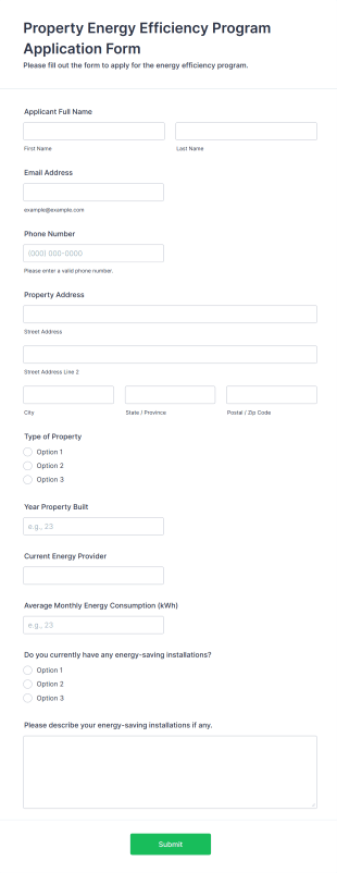 Property Energy Efficiency Program Application Form Form Template