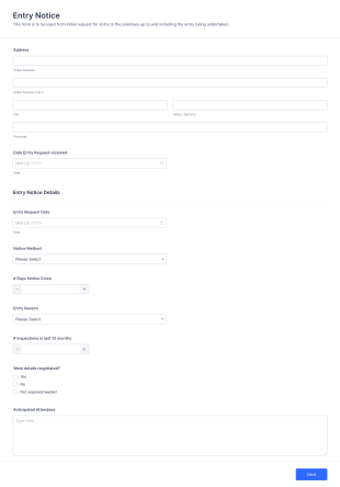 Property Entry Notice Form Template