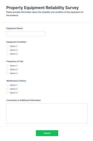 Property Equipment Reliability Survey Form Template
