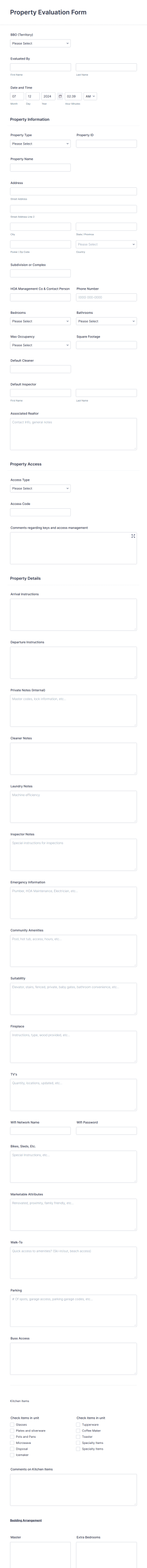 Property Evaluation Form Template