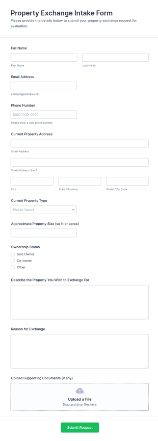 Property Exchange Intake Form Template