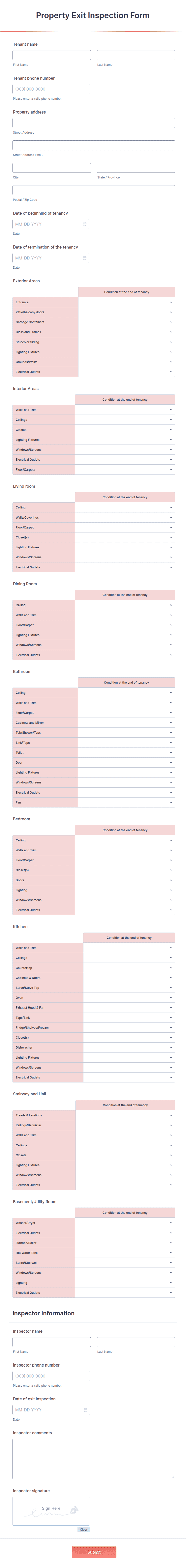 Property Exit Inspection Form Template | Jotform