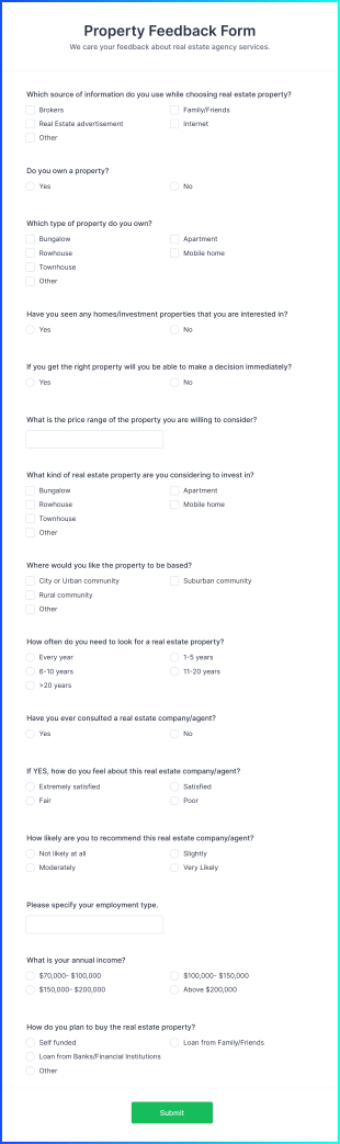 Property Feedback Form Template