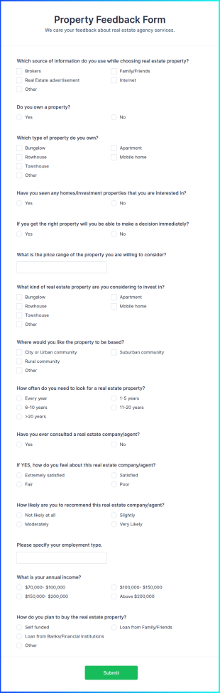 Property Feedback Form Template