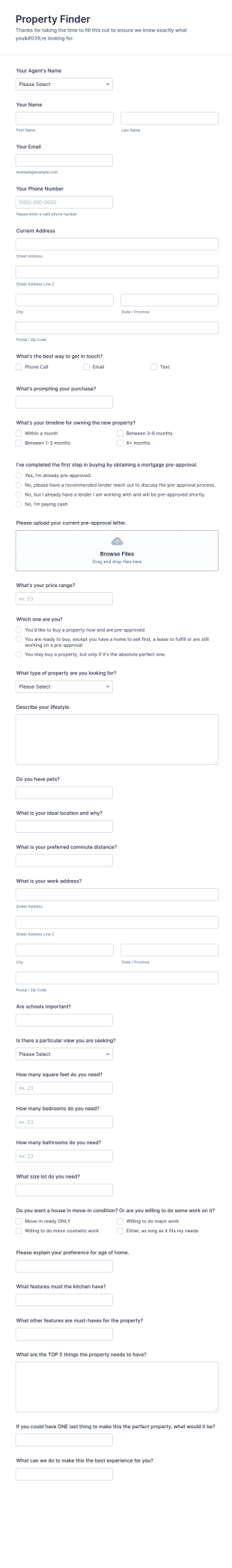 Property Finder Form Template