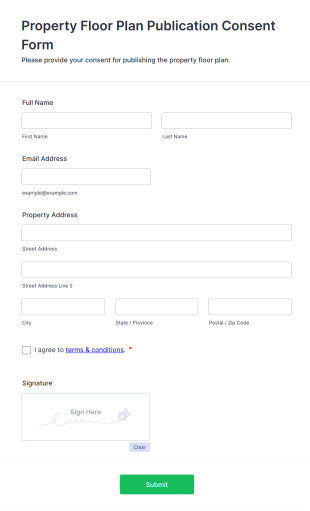 Property Floor Plan Publication Consent Form Template