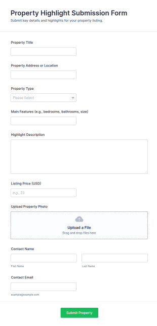 Property Highlight Submission Form Template