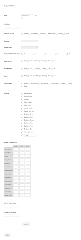 Property Info Form Template
