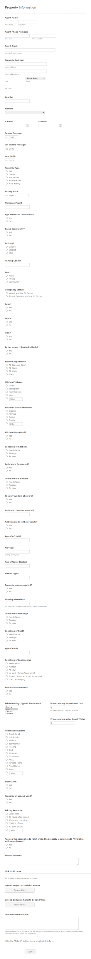 Property Information Form Template