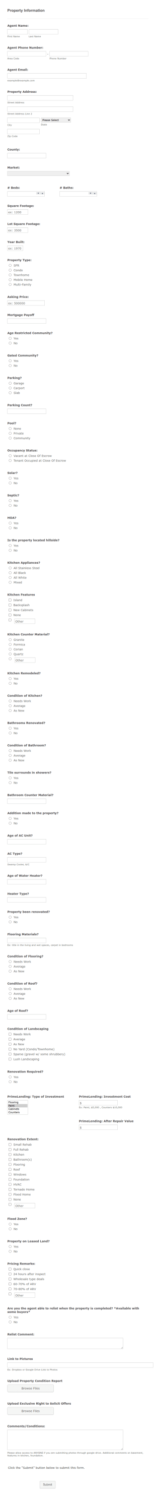 Property Information Form Template