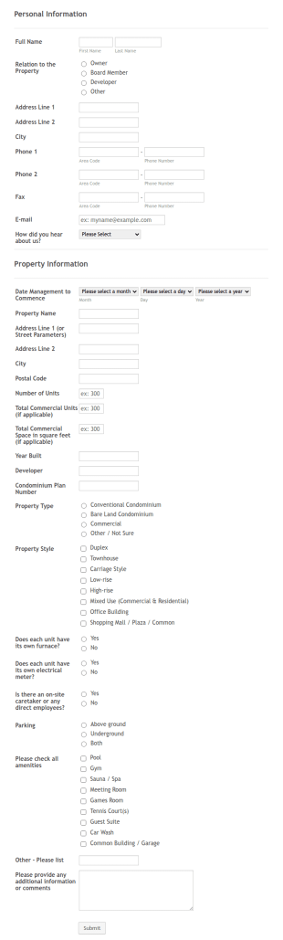 Property Information Form Template