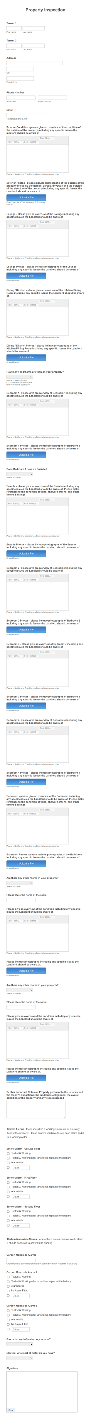 Property Inspection Report Form Template
