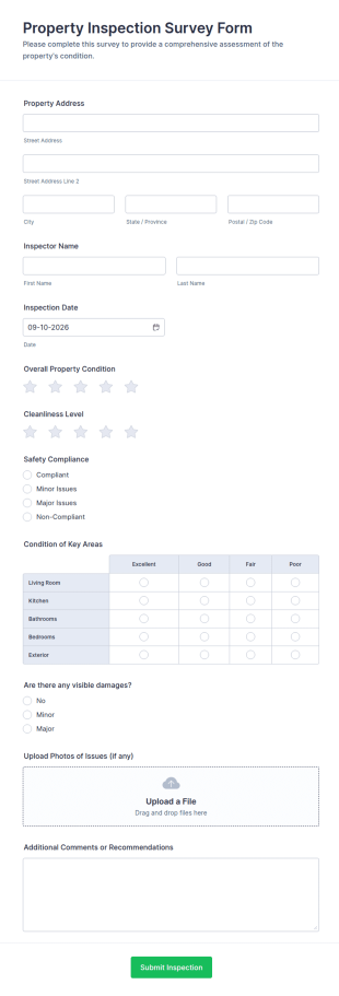 Property Inspection Survey Form Template