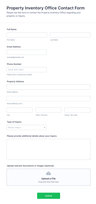 Property Inventory Office Contact Form Template