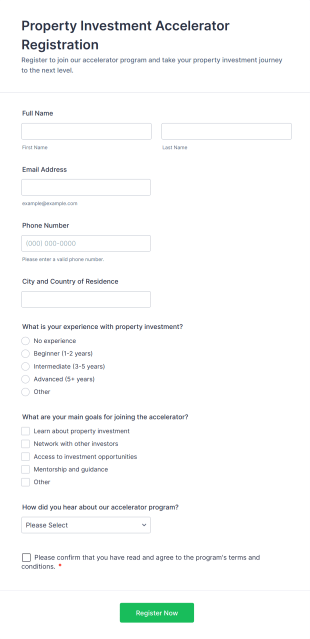 Property Investment Accelerator Registration Form Template