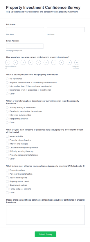 Property Investment Confidence Survey Form Template