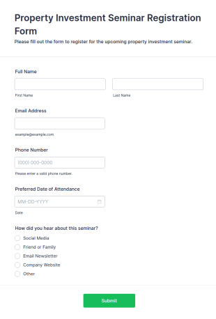 Property Investment Seminar Registration Form Template