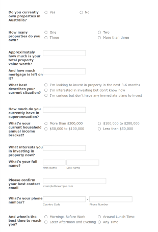 Property Investor Form Template