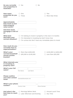 Property Investor Form Template