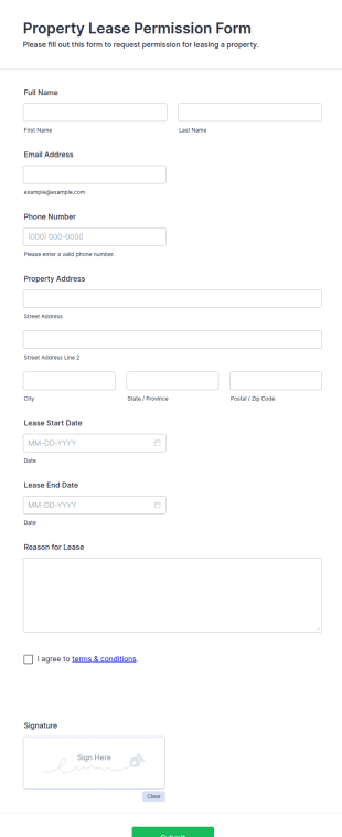 Property Lease Permission Form Template