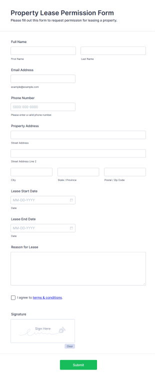 Property Lease Permission Form Template